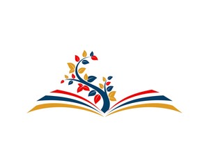 Education book with colorful tree