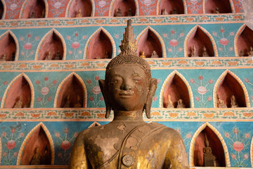 Detail of buddha statue at Wat Si Saket in Vientiane, Laos