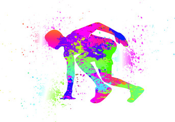 Running logo design. Colorful sport background. Vector illustration.