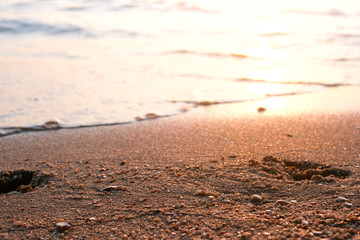 Wave sea and water sea blue amazing on islands in the world .soft focus