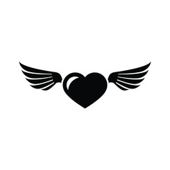 Flying heart icon isolated vector on white background, sign and symbol 