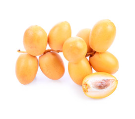 Date fruits isolated on white background.