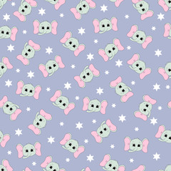 Seamless pattern with cartoon  elephant. Vector illustration.