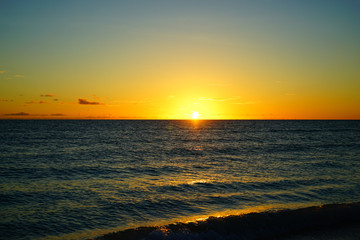 The beach of the evening view in Okinawa in Japan