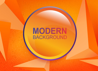 Abstract textural yellow composition with a set of triangles, mosaic, round frame with blue border