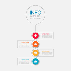 Vertical vector infographic template, 4 steps or options. Data presentation, business concept design for web, brochure, diagram.