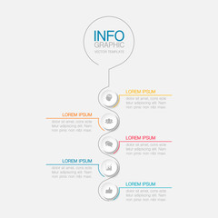 Vertical vector infographic template, 5 steps or options. Data presentation, business concept design for web, brochure, diagram.