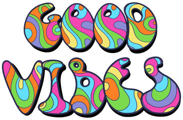 Fototapeta premium Good vibes vector retro lettering 
