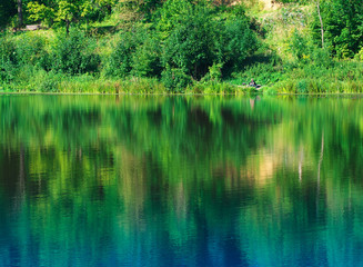 Dramatic summer river reflections background