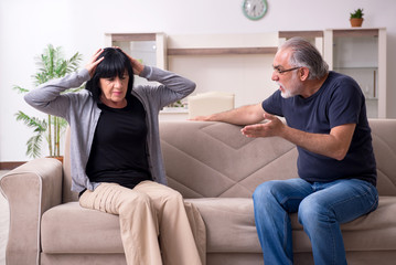 Old couple having argument at home