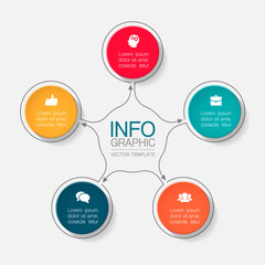 Vector infographic template, circle with 5 steps or options. Data presentation, business concept design for web, brochure, diagram.