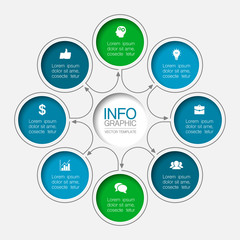 Vector infographic template, circle with 8 steps or options. Data presentation, business concept design for web, brochure, diagram.