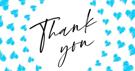 Thank You Card. Hand Written Lettering for Title, Heading, Photo Overlay, Wedding Invitation, Thank You Message. Heart shaped frame with thank you words, elegant thank you card
