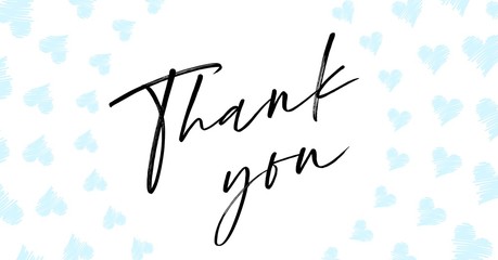 Thank You Card. Hand Written Lettering for Title, Heading, Photo Overlay, Wedding Invitation, Thank You Message. Heart shaped frame with thank you words, elegant thank you card
