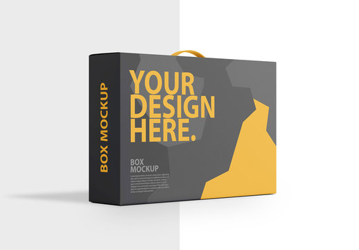 Laptop Package Carton Box with Handle Mockup