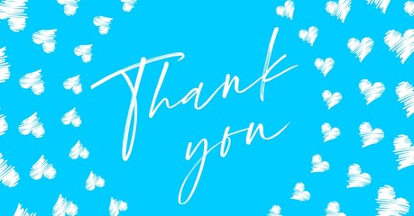 Thank You Card. Hand Written Lettering for Title, Heading, Photo Overlay, Wedding Invitation, Thank You Message. Heart shaped frame with thank you words, elegant thank you card
