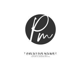 Fototapeta premium P M PM Initial letter handwriting and signature logo. A concept handwriting initial logo with template element.