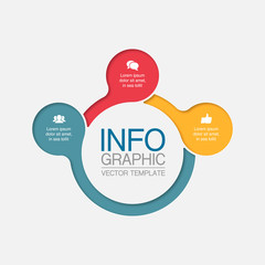 Vector infographic template, circle with 3 steps or options. Data presentation, business concept design for web, brochure, diagram.