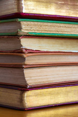 Old library books ina stack.