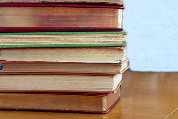 Old library books ina stack.