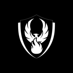 Phoenix bird fire logo icon isolated on dark background