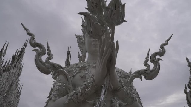 Chiang Rai, Thailand - Wat Rong Khun The White Buddhist Temple Beautiful bizarre Southeast Asian Architecture - Gate of Heaven