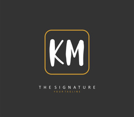 Fototapeta premium K M KM Initial letter handwriting and signature logo. A concept handwriting initial logo with template element.