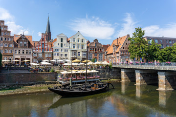 Fototapeta na wymiar view of the river and the historic old city center of Luneburg in northern Germany
