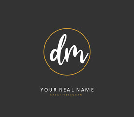 D M DM Initial letter handwriting and signature logo. A concept handwriting initial logo with template element.