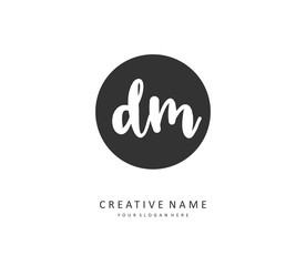 D M DM Initial letter handwriting and signature logo. A concept handwriting initial logo with template element.