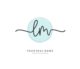 Obraz premium L M LM Initial letter handwriting and signature logo. A concept handwriting initial logo with template element.