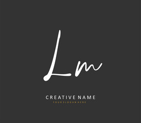 L M LM Initial letter handwriting and signature logo. A concept handwriting initial logo with template element.