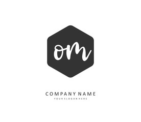 O M OM Initial letter handwriting and signature logo. A concept handwriting initial logo with template element.