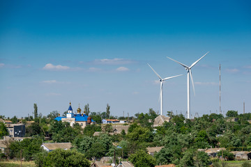 Wind turbines in rural area