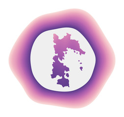 Patmos icon. Colorful gradient logo of the island. Purple red Patmos rounded sign with map for your design. Vector illustration.