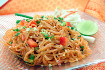 Noodle padthai food thailand in the dish