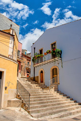 Fototapeta na wymiar Ragusa Ibla a UNESCO heritage, view street stairs in historic center, Sicily