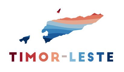Obraz premium Timor-Leste map. Map of the country with beautiful geometric waves in red and blue colors. Vivid Timor-Leste shape. Vector illustration.