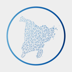 Obraz premium Panay icon. Network map of the island. Round Panay sign with gradient ring. Technology, internet, network, telecommunication concept. Vector illustration.