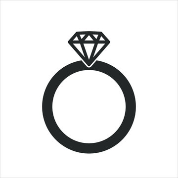 Ring with diamond icon symbol. Jeweller logo sign. Vector illustration image. Isolated on background.