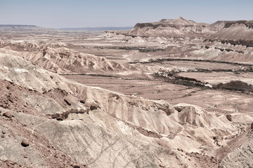 Fototapeta na wymiar The Negev Desert. View of the limestone mountains of Qing gorge