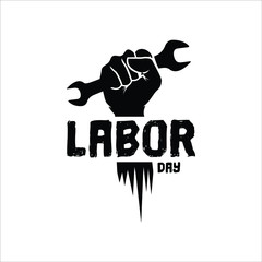 Happy Labor Day Vintage Black and White