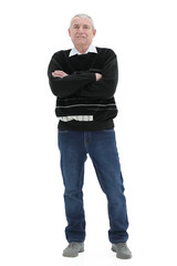 gray-haired man in full growth age on a white background