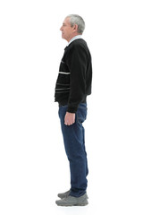 Fototapeta premium full-length profile of a gray-haired man