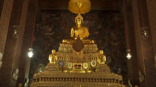 Bangkok, Thailand - Wat Pho Buddhist Temple Complex - Phra Ubosot - main hall used for performing rituals, and the most sacred building