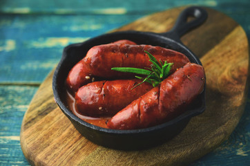 Grilled chorizo sausage with rosemary 