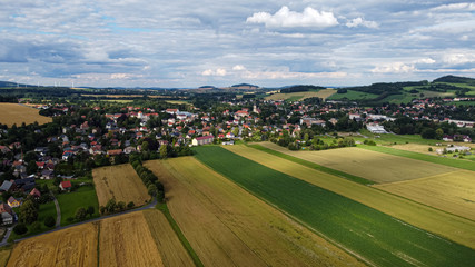 air view of the german village seifhennersdorf