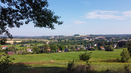air view of the german village seifhennersdorf