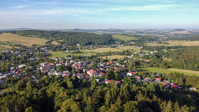 air view of the german village seifhennersdorf