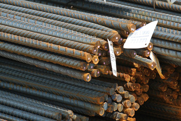 SELANGOR, MALAYSIA -MAY 13, 2016: Hot rolled deformed steel bars or steel reinforcement bar at the...